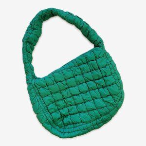 Green quilted stitch sling style shoulder bag